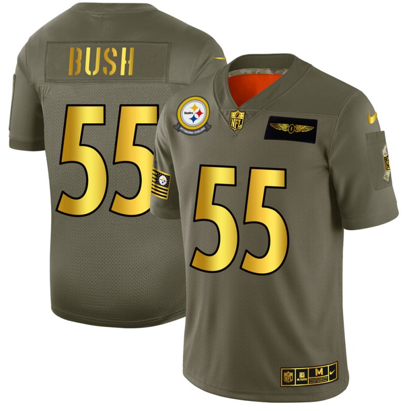 Men's Pittsburgh Steelers #55 Devin Bush 2019 Olive/Gold Salute To Service Limited Stitched NFL Jersey